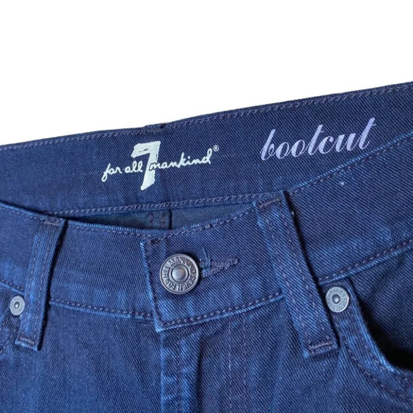 7 For All Mankind Navy Blue Bootcut Jeans with Swarovski Crystal Pockets - Picture 5 of 10